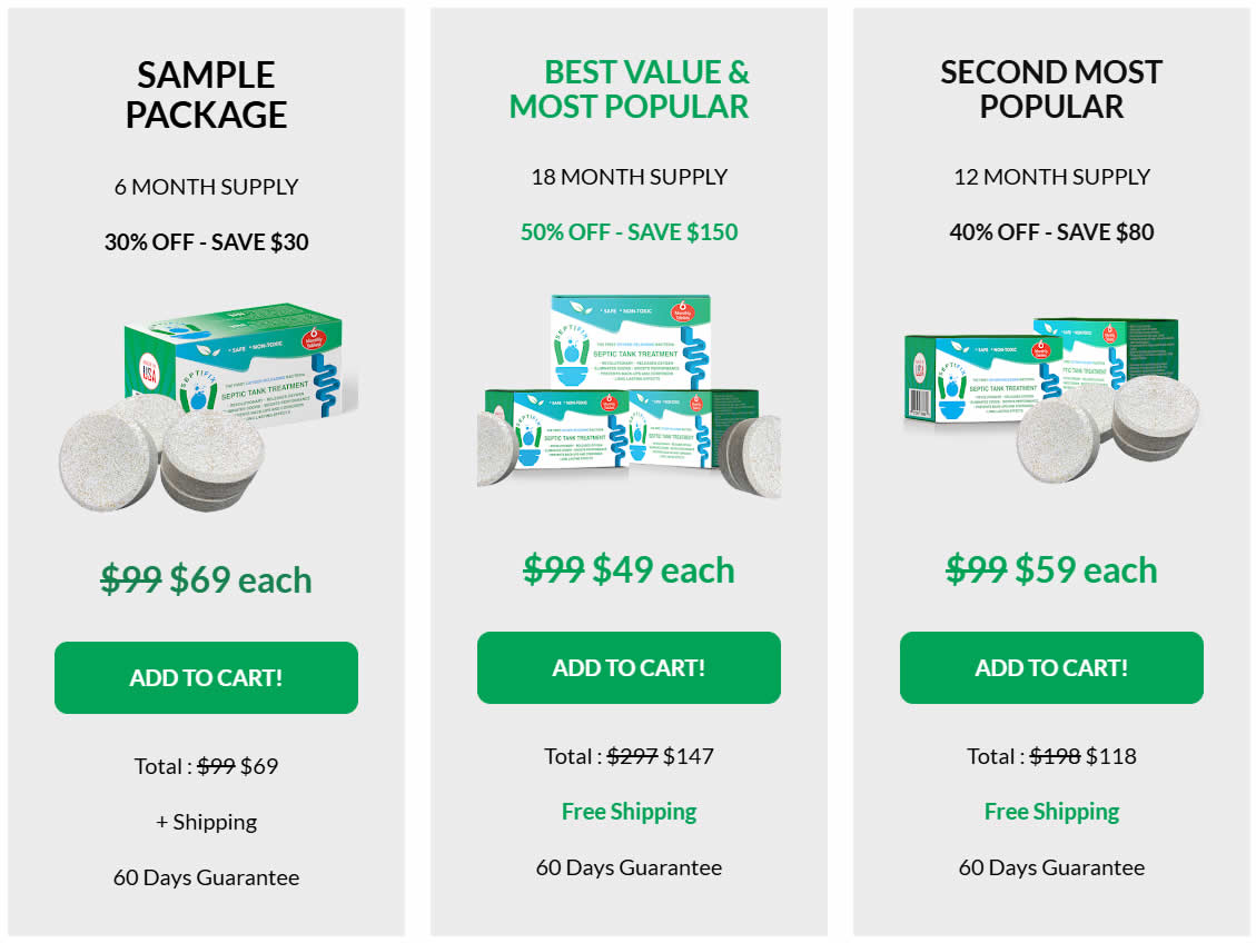 SeptiFix pricing options